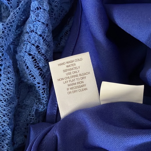 Periwinkle Blue Lace A-Line V-Neck MIDI Dress - Picture 8 of 11